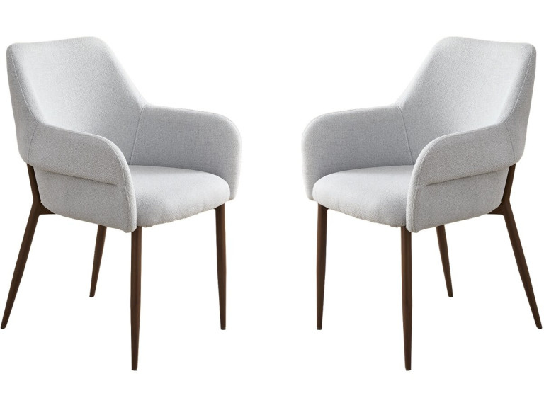Lot de 2 chaises de salle à manger avec accoudoirs "Jade" - Gris clair