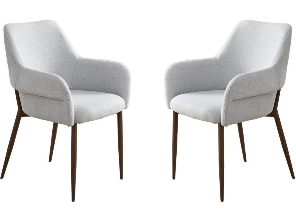 Lot de 2 chaises de salle à manger avec accoudoirs "Jade" - Gris clair