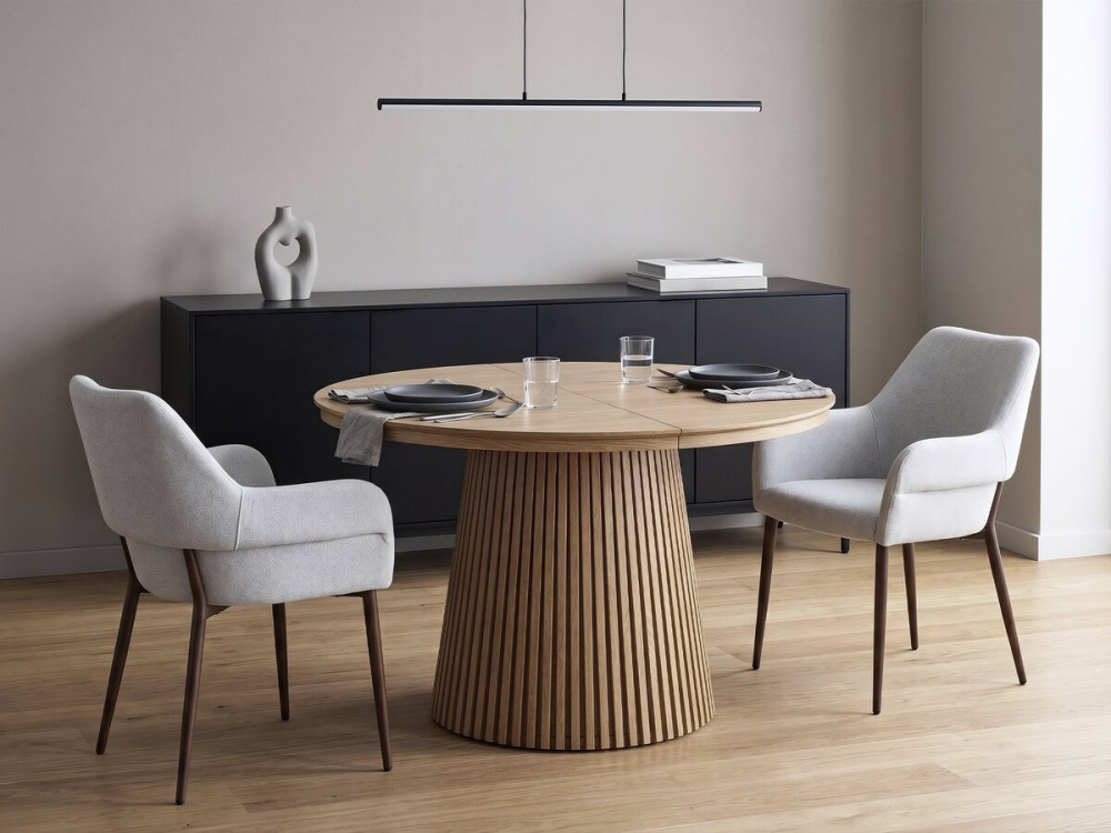 Lot de 2 chaises de salle à manger avec accoudoirs "Jade" - Gris clair