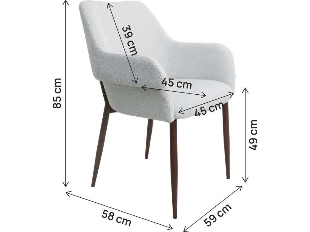 Lot de 2 chaises de salle à manger avec accoudoirs "Jade" - Gris clair
