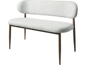 Banc de salle à manger en tissu - 110 cm - "Sélène" - 3 places - Gris clair et marron