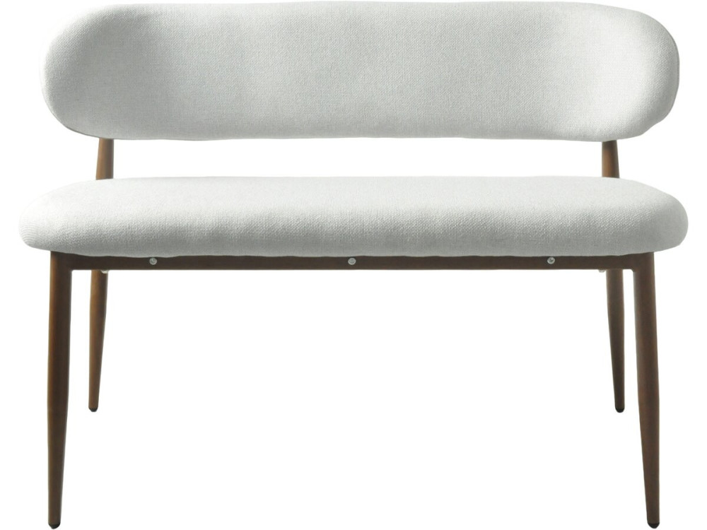 Banc de salle à manger en tissu - 110 cm - "Sélène" - 3 places - Gris clair et marron