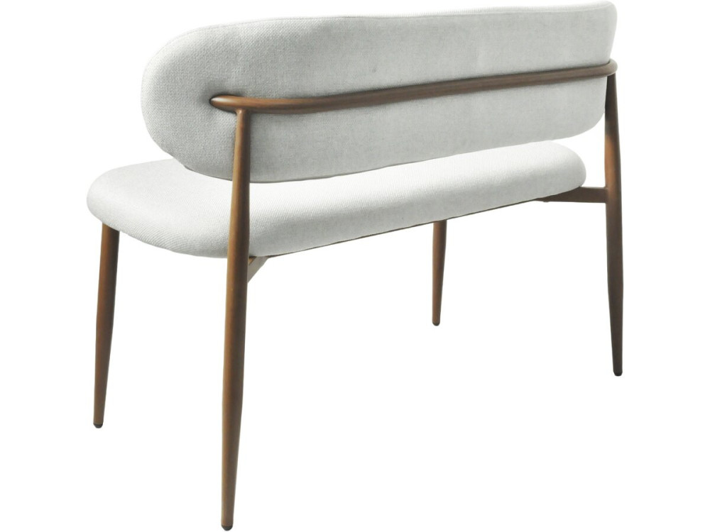 Banc de salle à manger en tissu - 110 cm - "Sélène" - 3 places - Gris clair et marron