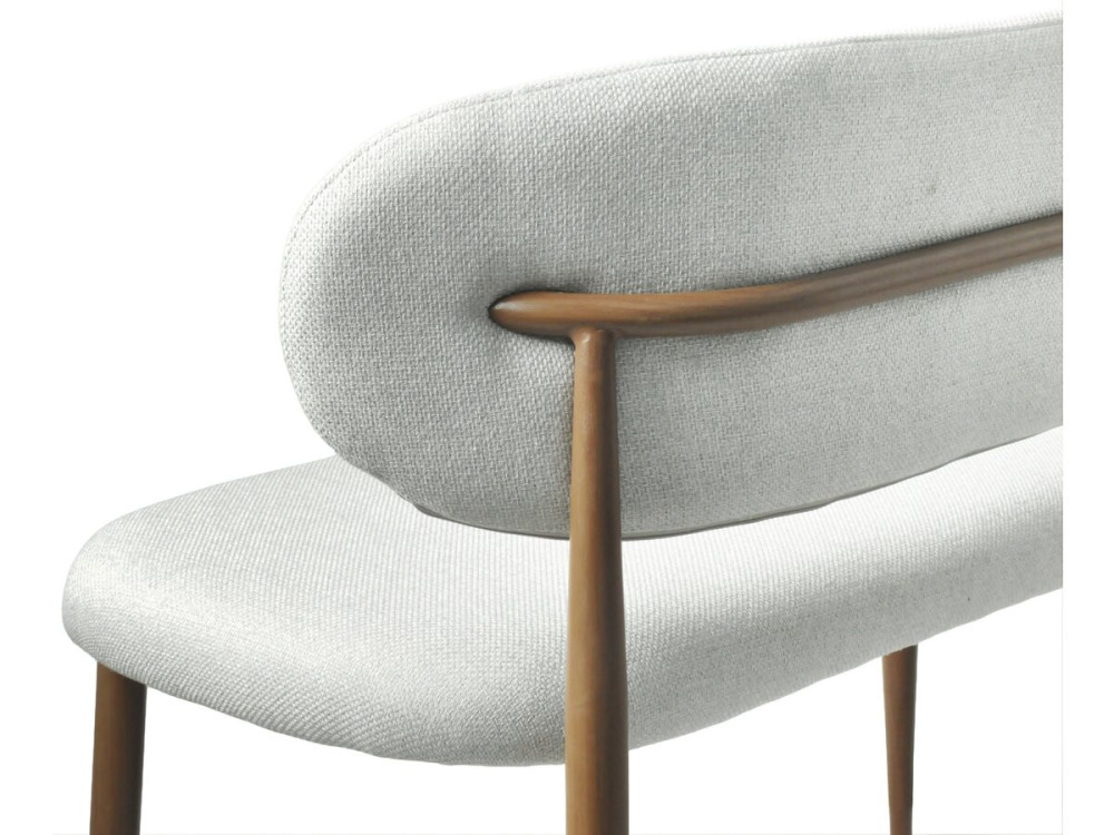 Banc de salle à manger en tissu - 110 cm - "Sélène" - 3 places - Gris clair et marron