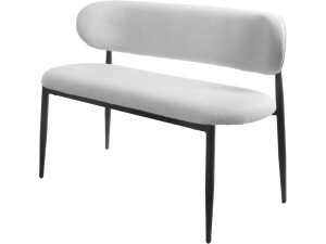 Banc de salle à manger en tissu - 110 cm - "Sélène" - 3 places - Gris clair et Noir
