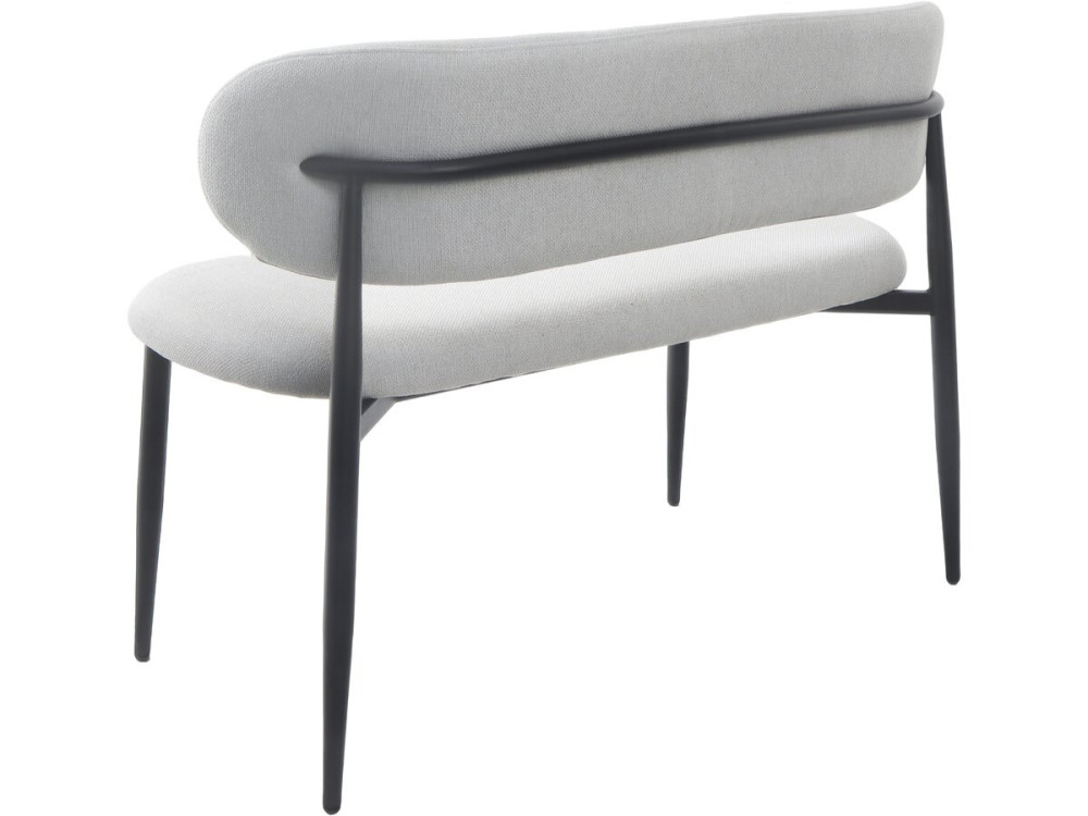 Banc de salle à manger en tissu - 110 cm - "Sélène" - 3 places - Gris clair et Noir