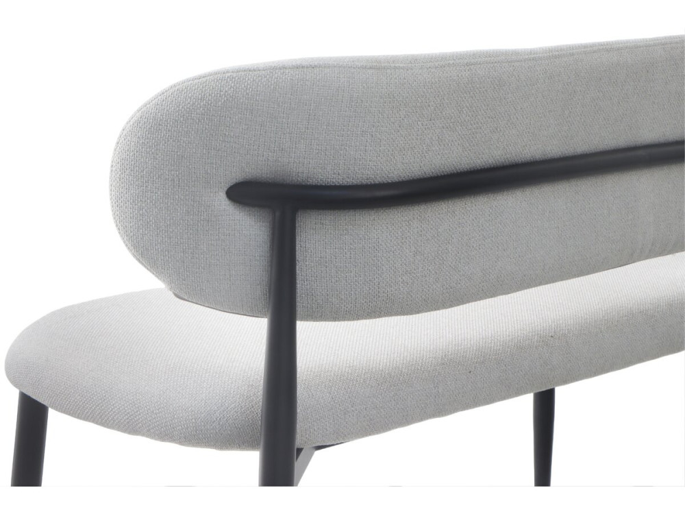 Banc de salle à manger en tissu - 110 cm - "Sélène" - 3 places - Gris clair et Noir