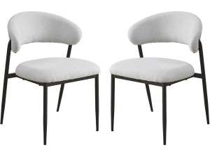 Lot de 2 chaises de salle à manger en tissu et métal "Edena" - Gris clair