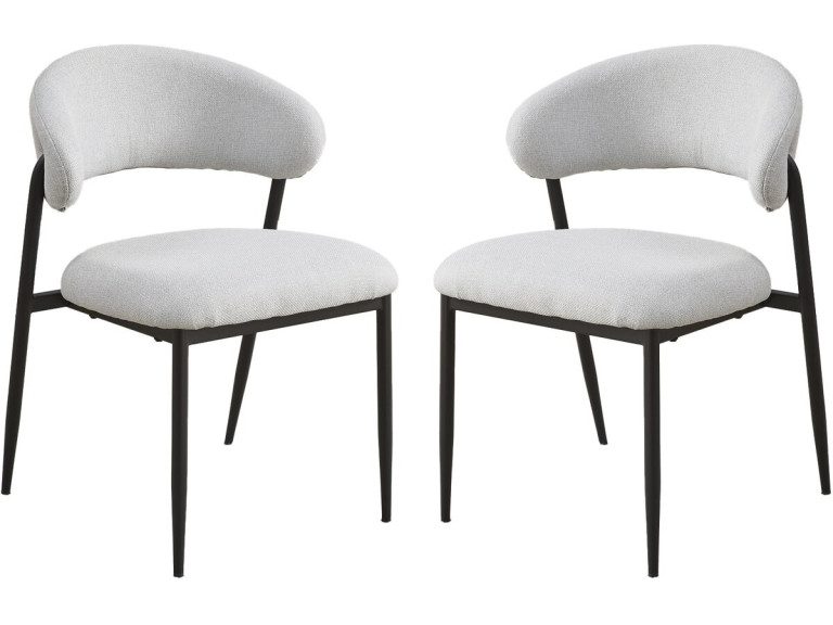 Lot de 2 chaises de salle à manger en tissu et métal "Edena" - Gris clair