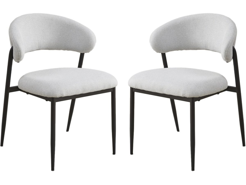 Lot de 2 chaises de salle à manger en tissu et métal "Edena" - Gris clair