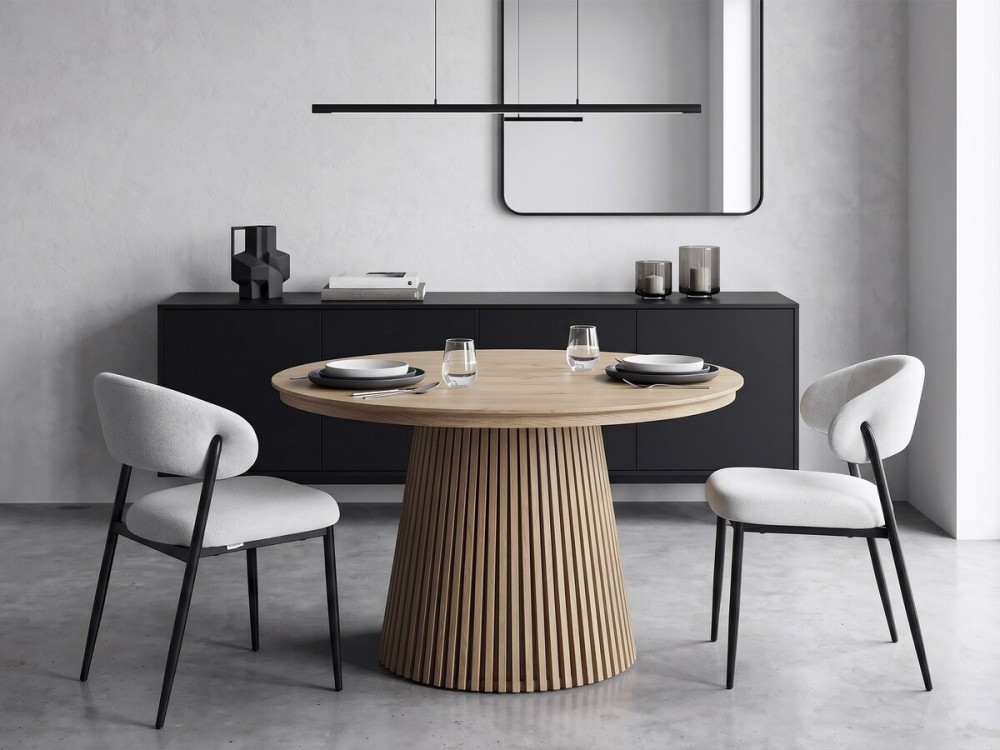 Lot de 2 chaises de salle à manger en tissu et métal "Edena" - Gris clair