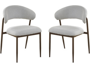Lot de 2 chaises de salle à manger en tissu et métal "Edena" - Gris clair