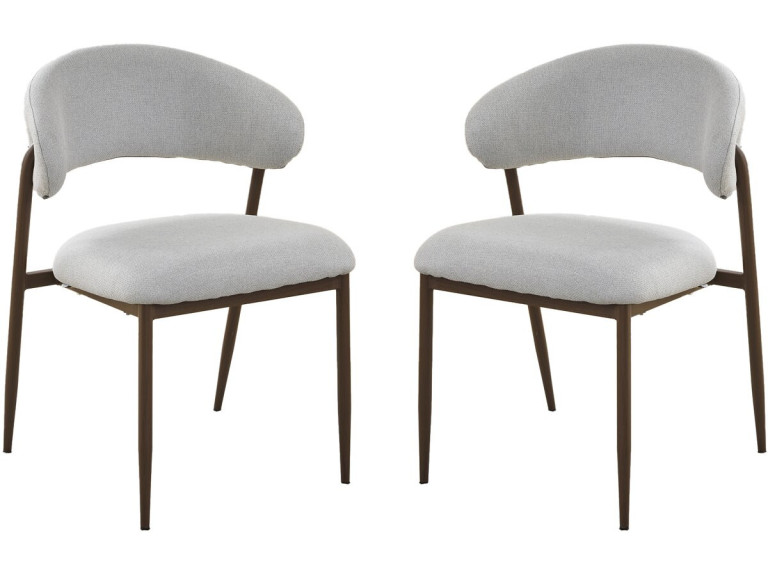 Lot de 2 chaises de salle à manger en tissu et métal "Edena" - Gris clair