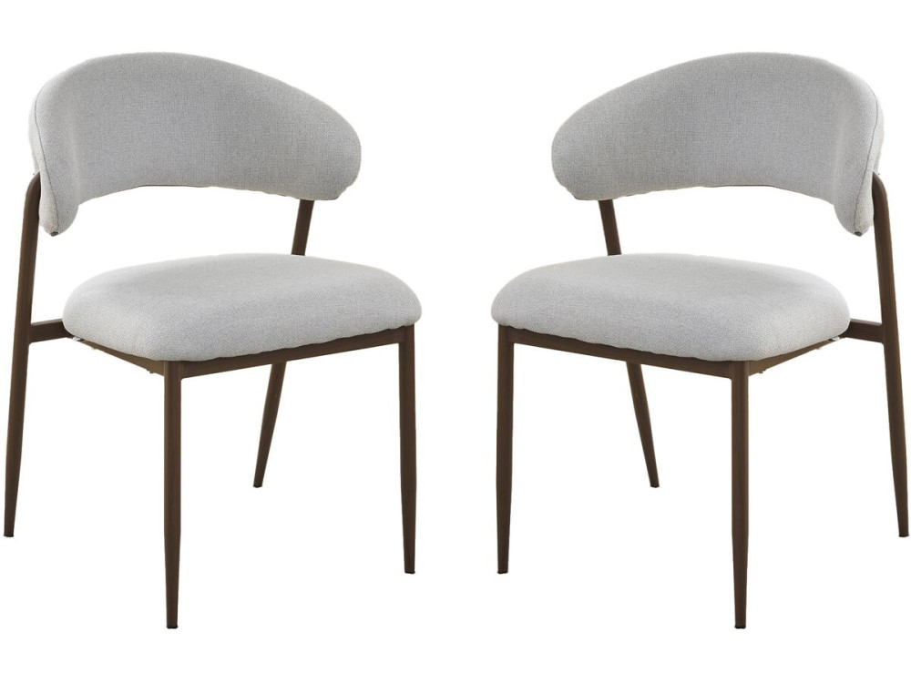 Lot de 2 chaises de salle à manger en tissu et métal "Edena" - Gris clair