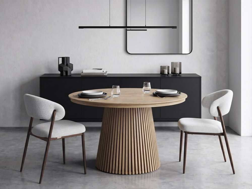 Lot de 2 chaises de salle à manger en tissu et métal "Edena" - Gris clair