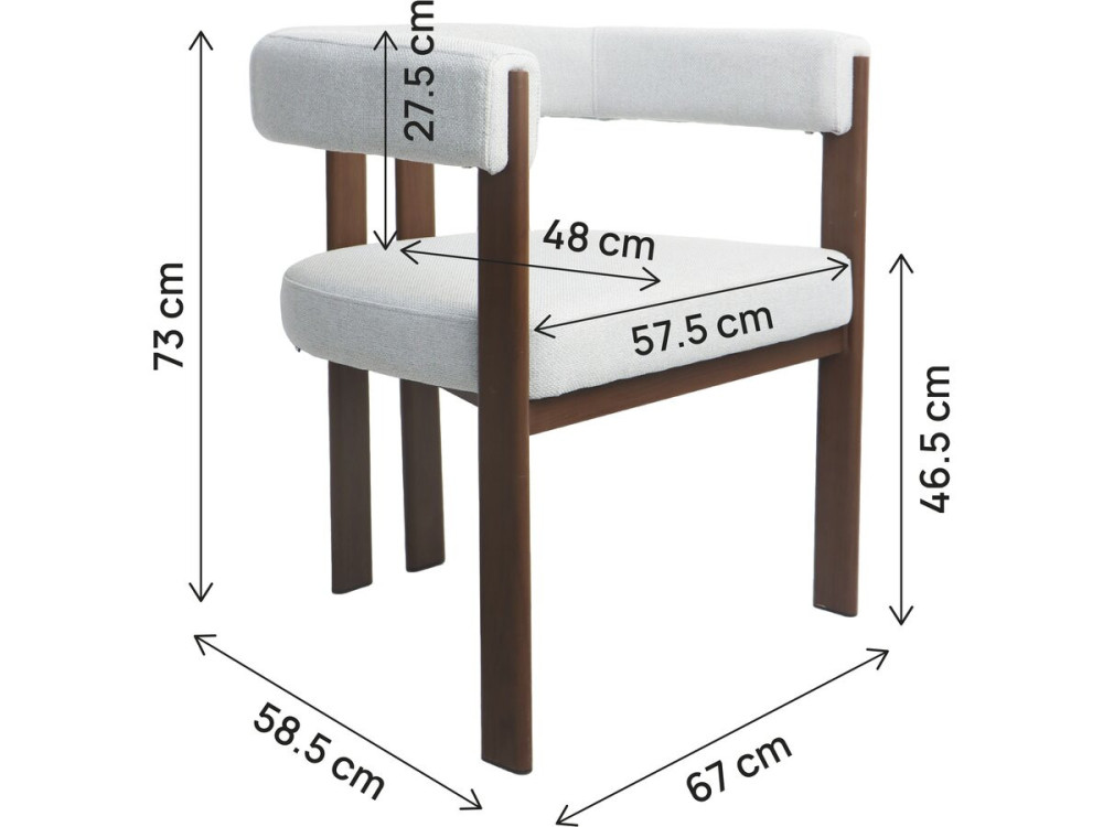 Fauteuil de salle à manger imitation bois "Neora" - Gris clair