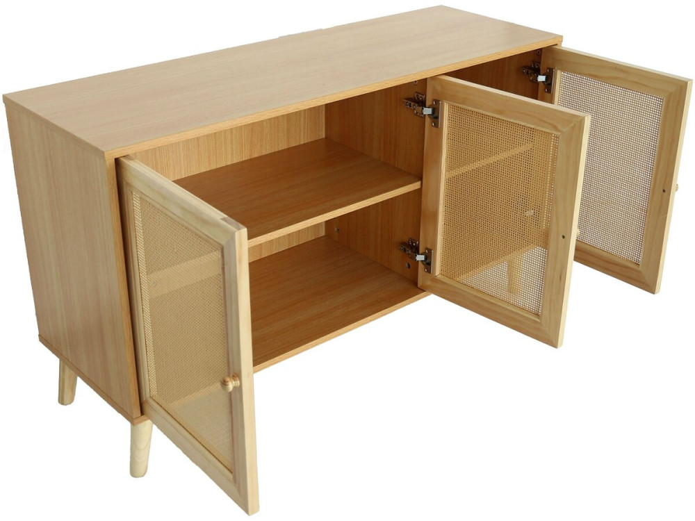 Buffet style cannage "Neuille" - 120 x 40 x 71.5 cm - Beige