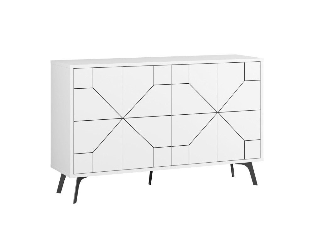 Buffet en bois "Dune" - 123 x 35 x 62 cm - Blanc