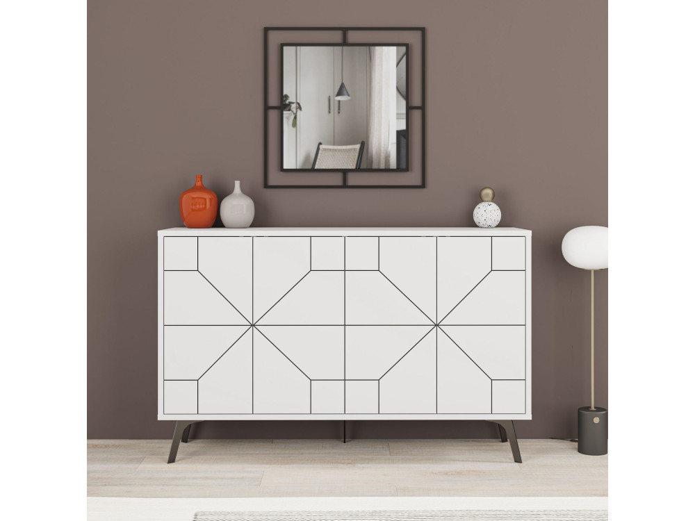 Buffet en bois "Dune" - 123 x 35 x 62 cm - Blanc