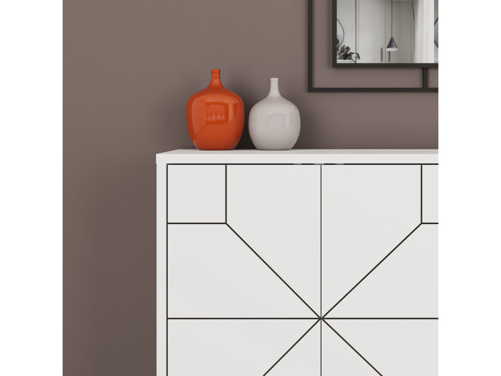 Buffet en bois "Dune" - 123 x 35 x 62 cm - Blanc