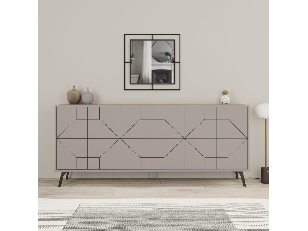 Buffet en bois "Dune" - 184 x 35 x 77 cm - Moka clair