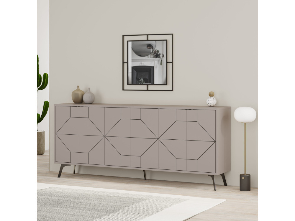 Buffet en bois "Dune" - 184 x 35 x 77 cm - Moka clair