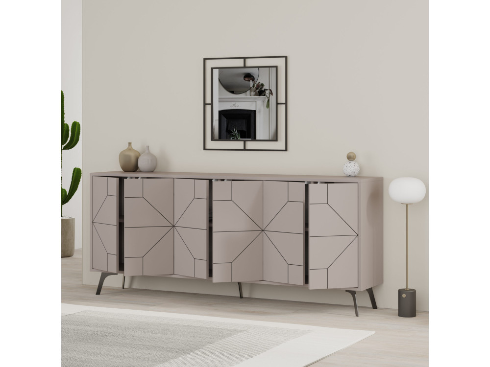 Buffet en bois "Dune" - 184 x 35 x 77 cm - Moka clair