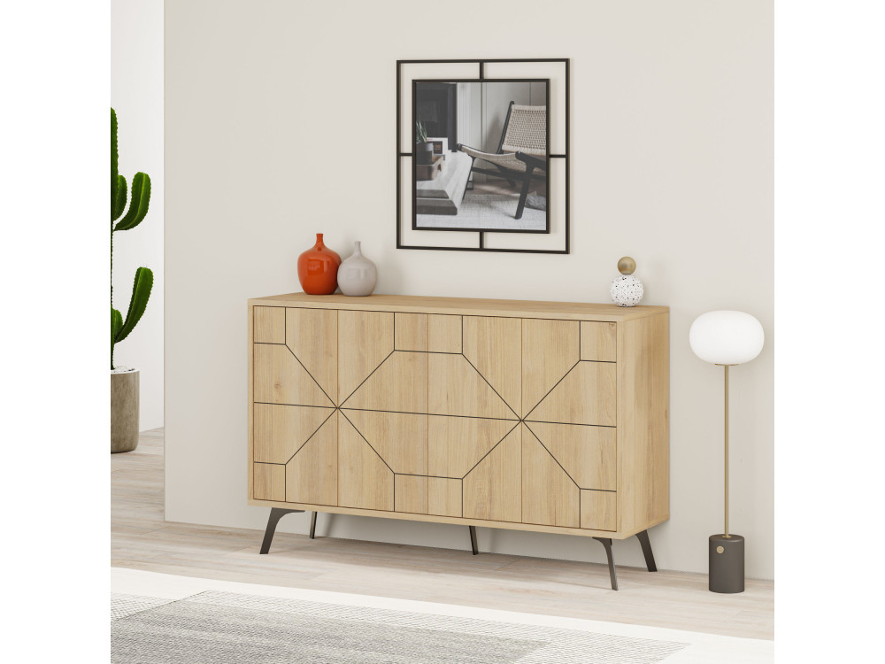 Buffet en bois "Dune" - 123 x 35 x 62 cm - Beige