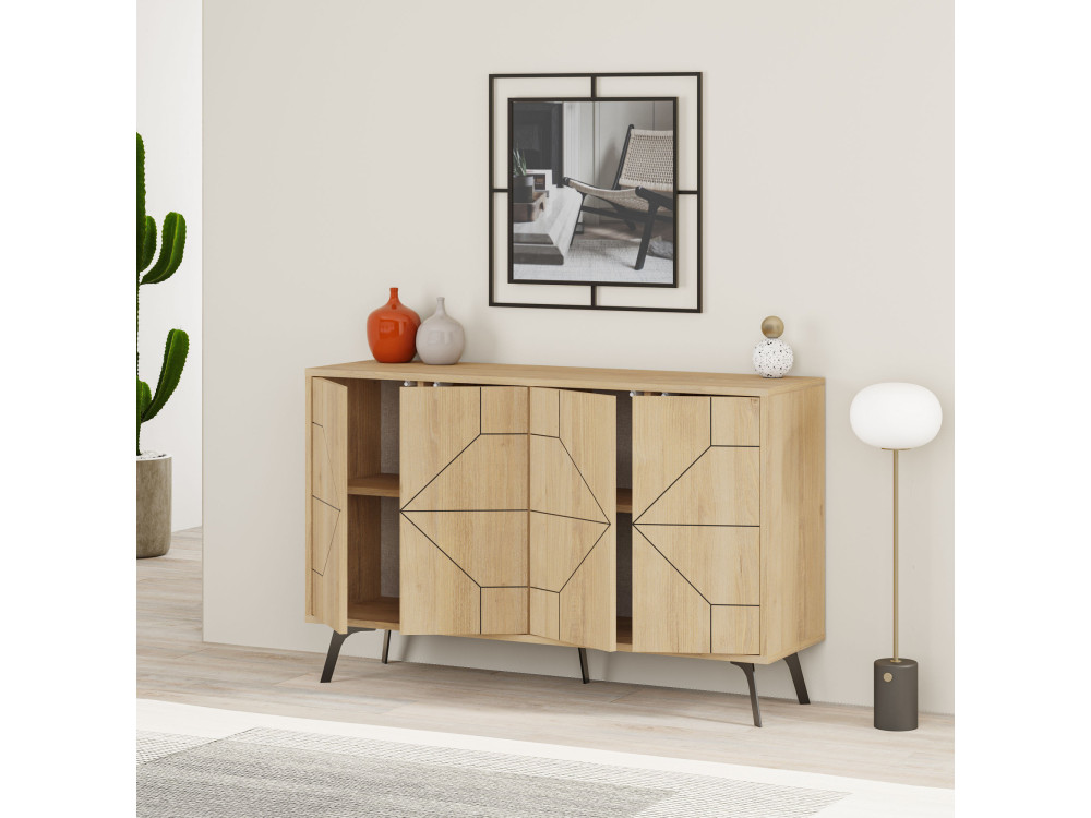 Buffet en bois "Dune" - 123 x 35 x 62 cm - Beige