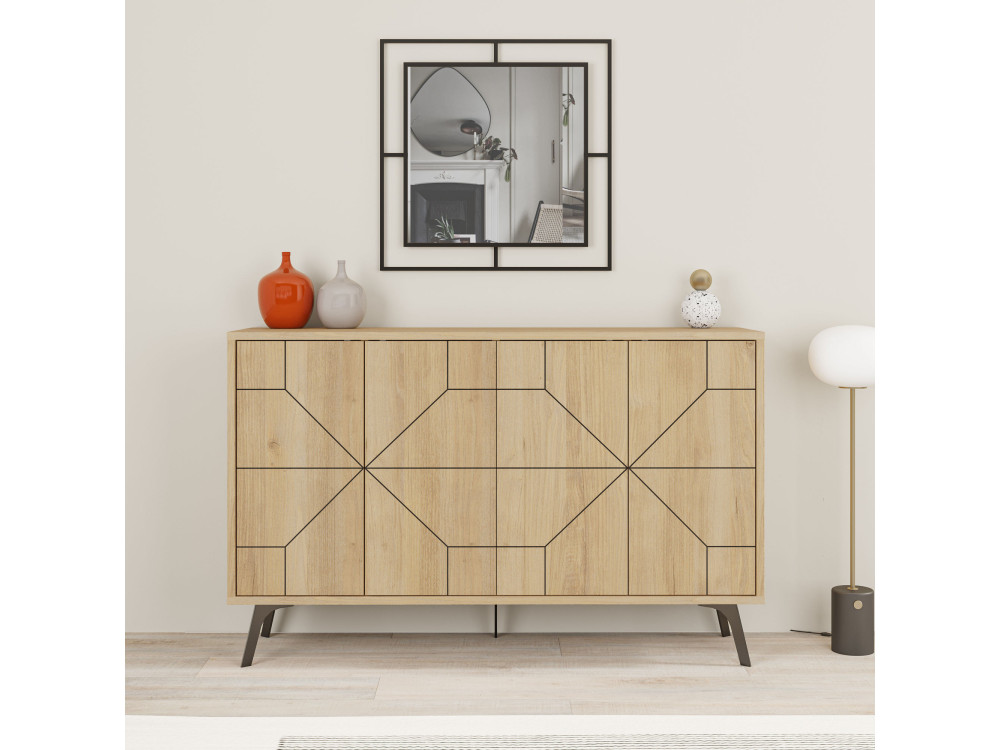 Buffet en bois "Dune" - 123 x 35 x 62 cm - Beige