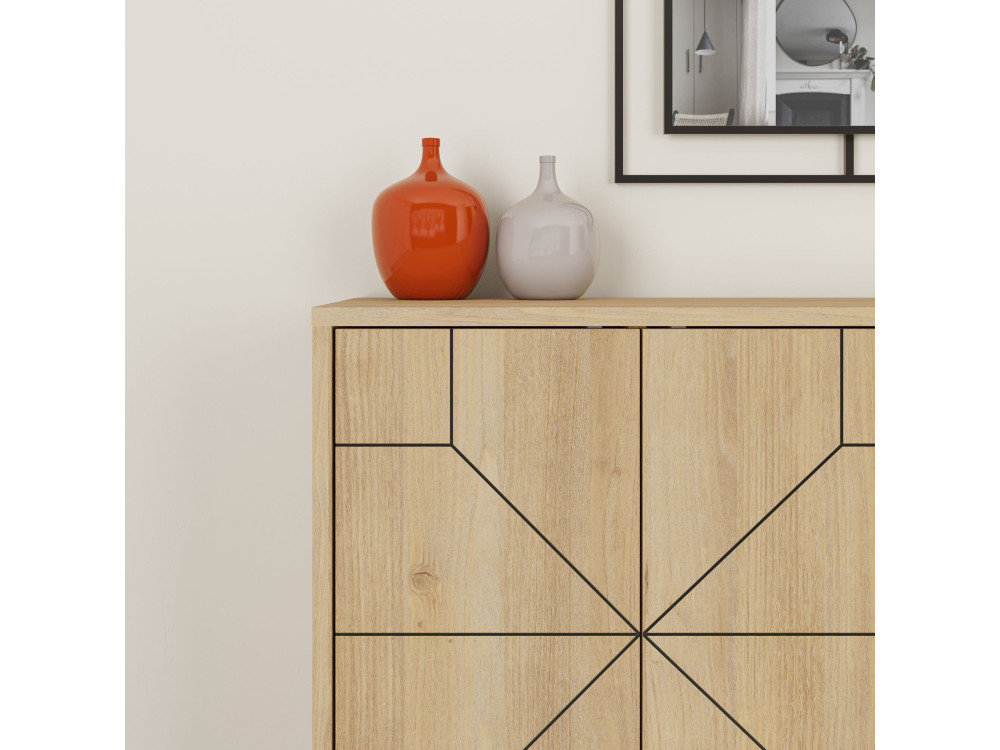 Buffet en bois "Dune" - 123 x 35 x 62 cm - Beige
