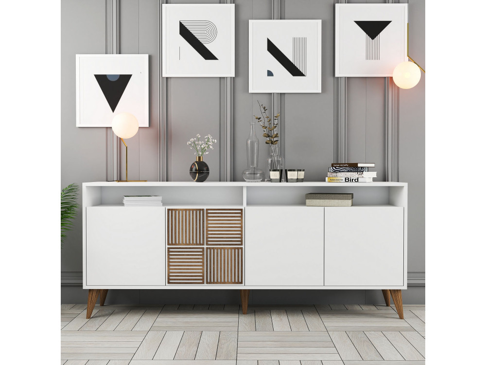 Console en bois "Milan" - 180 x 35 x 78 cm - Blanc