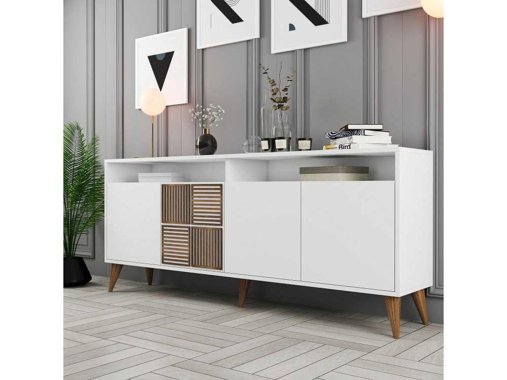 Console en bois "Milan" - 180 x 35 x 78 cm - Blanc