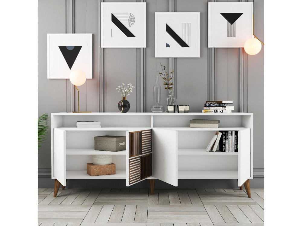 Console en bois "Milan" - 180 x 35 x 78 cm - Blanc