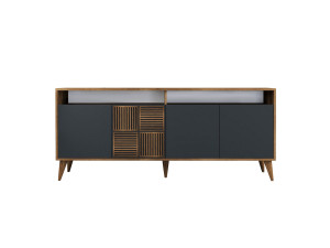Buffet en bois "Milan" - 180 x 35 x 78 cm - Noyer Anthracite