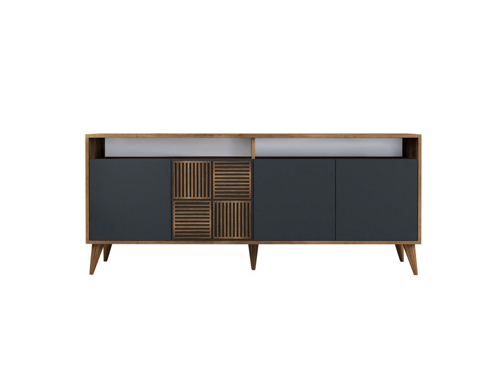 Buffet en bois "Milan" - 180 x 35 x 78 cm - Noyer Anthracite