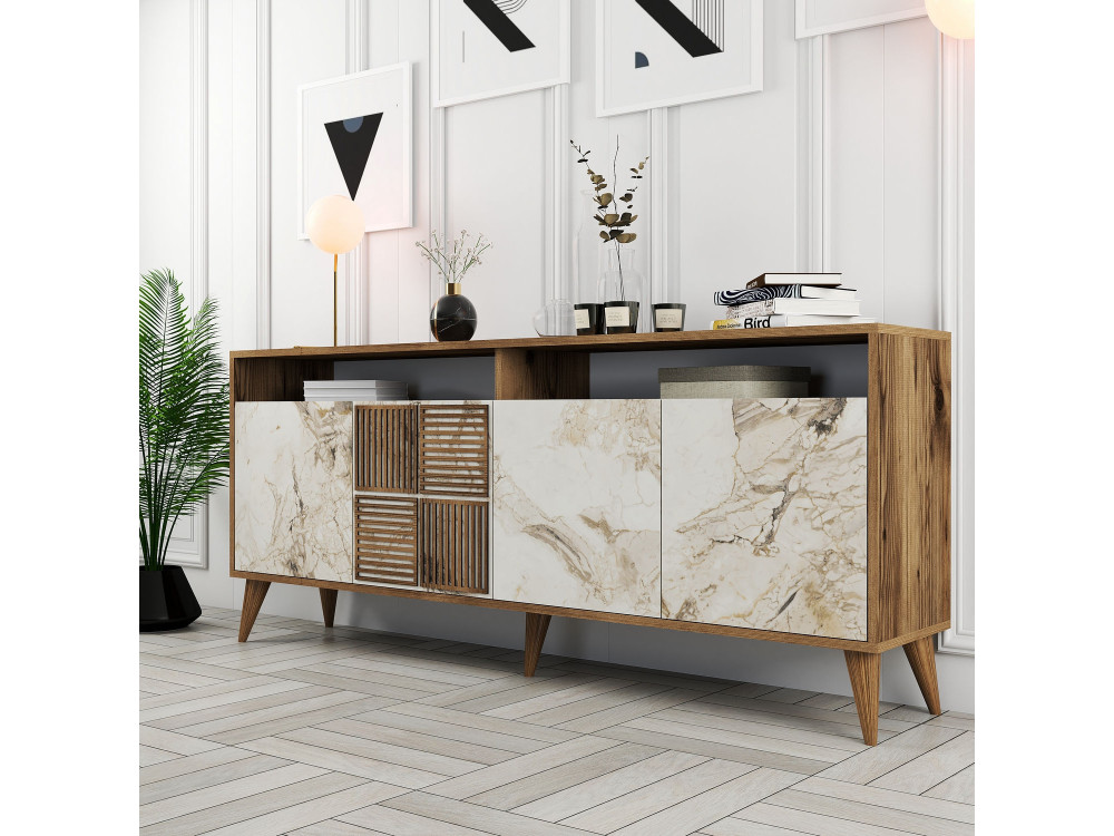 Console en bois "Milan" 180 x 35 x 78 cm - Noyer