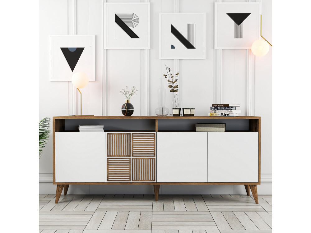 Buffet en bois "Milan" - 180 x 35 x 78 cm - Blanc
