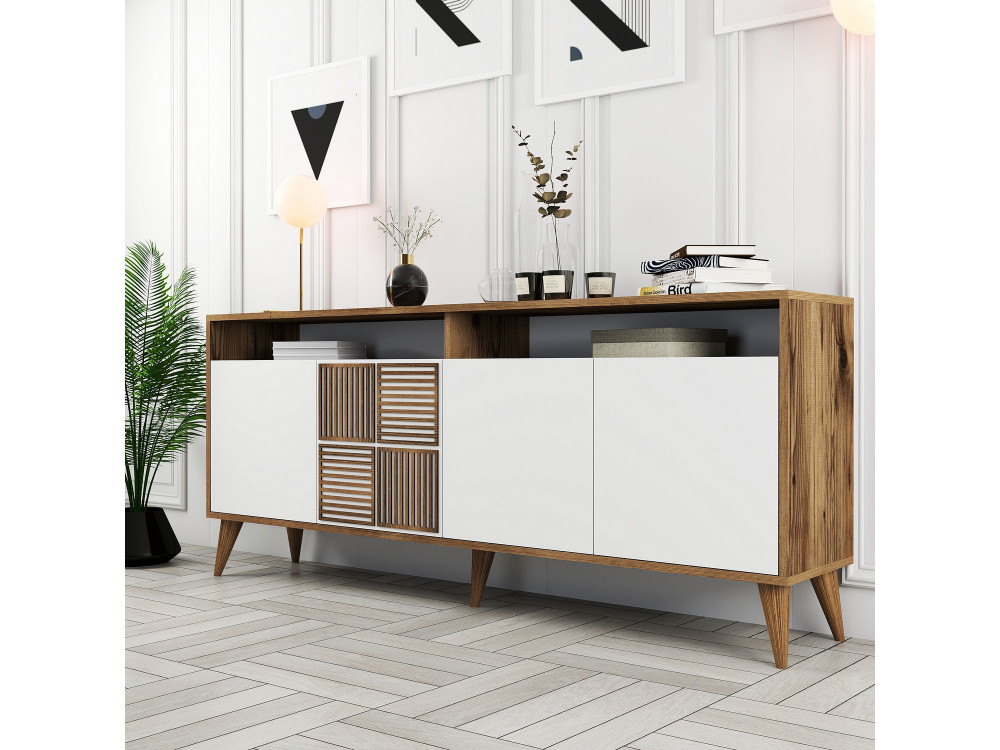 Buffet en bois "Milan" - 180 x 35 x 78 cm - Blanc
