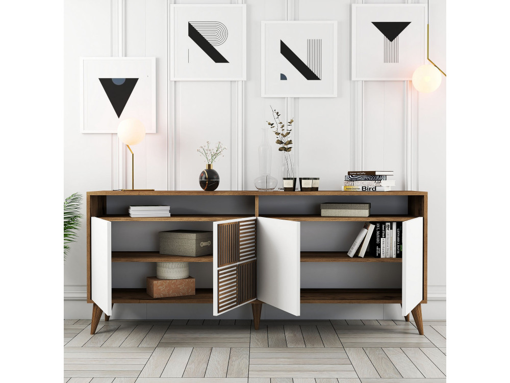 Buffet en bois "Milan" - 180 x 35 x 78 cm - Blanc