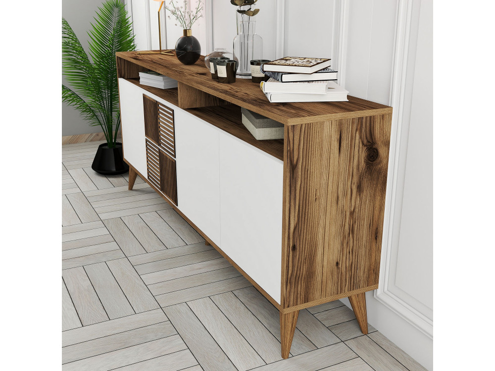Buffet en bois "Milan" - 180 x 35 x 78 cm - Blanc