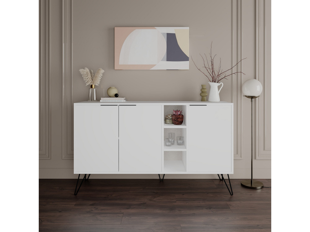 Buffet en bois "Clara" - 142 x 35 x 83 cm - Blanc