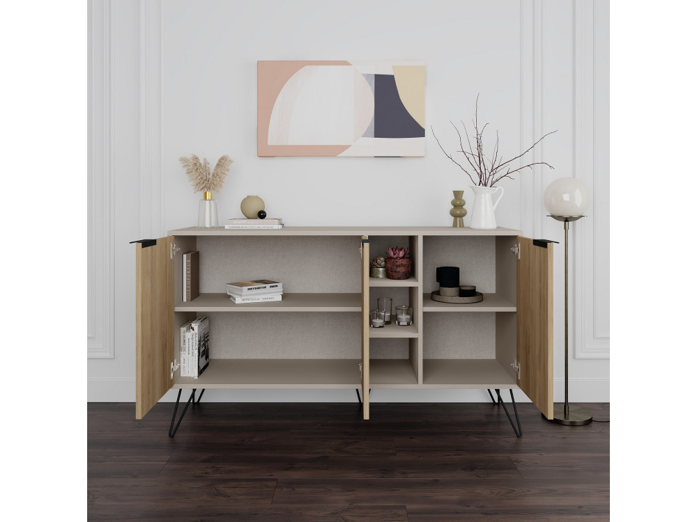 Buffet en bois "Clara" - 142 x 36 x 83 cm - Grès