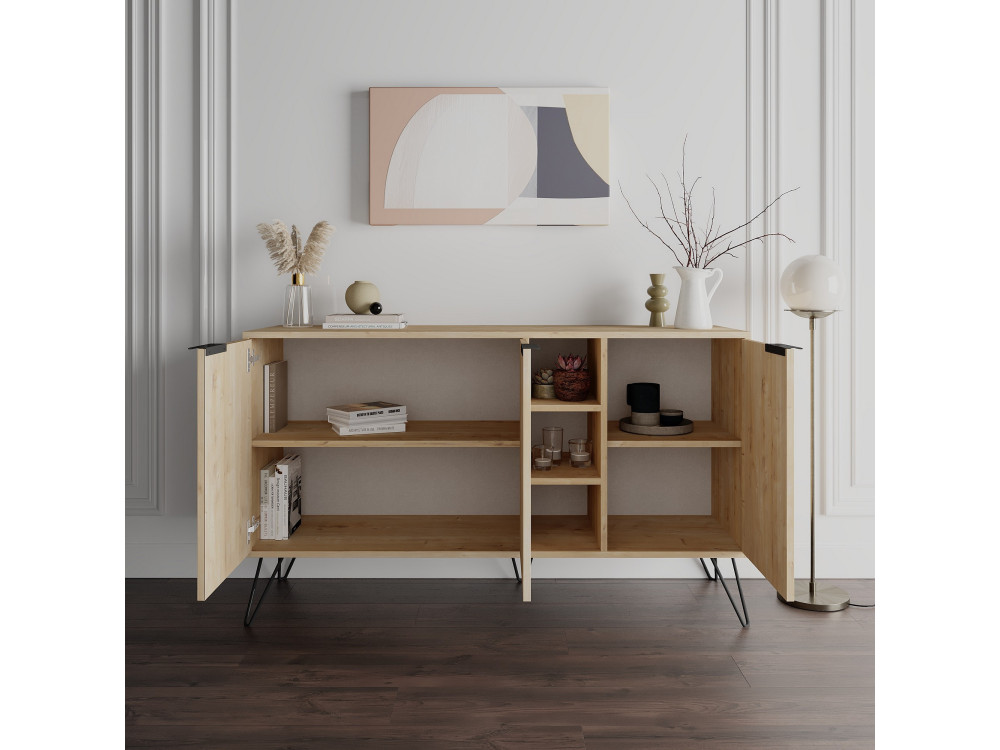 Buffet en bois "Clara" - 142 x 36 x 83 cm - Beige