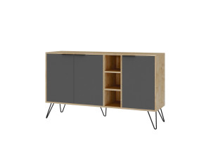 Buffet en bois "Clara" - 142 x 36 x 83 cm - Gris anthracite