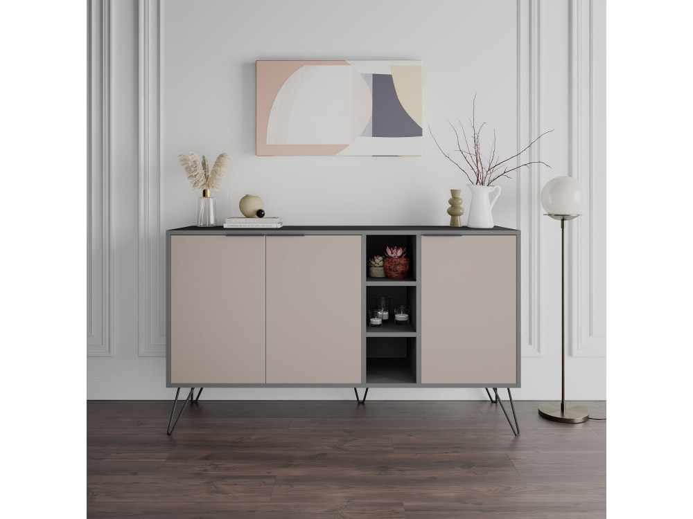 Buffet en bois "Clara" - 142 x 36 x 83 cm - Moka clair