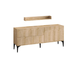 Buffet en bois "Stella" - 180 x 40 x 55 cm - Chêne Saphir