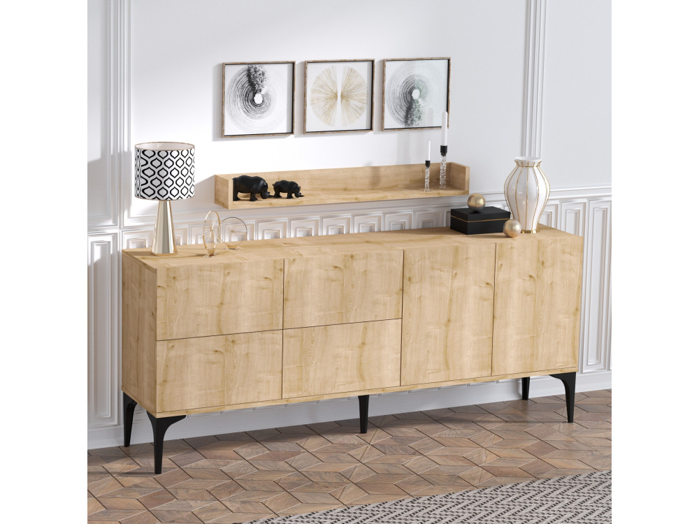 Buffet en bois "Stella" - 180 x 40 x 55 cm - Chêne Saphir