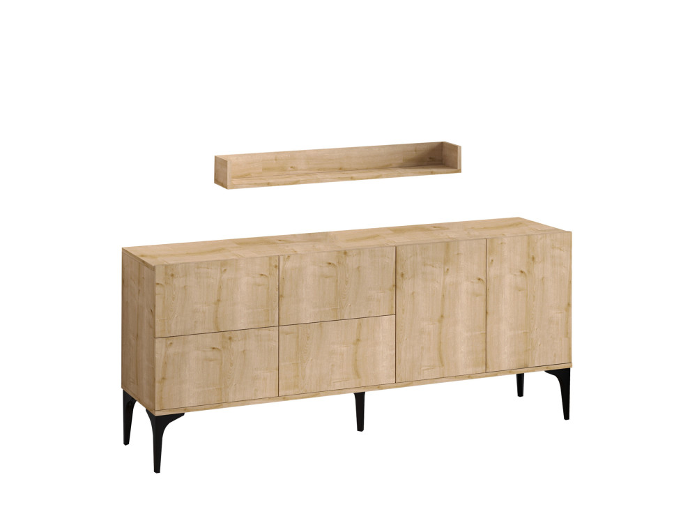 Buffet en bois "Stella" - 180 x 40 x 55 cm - Chêne Saphir