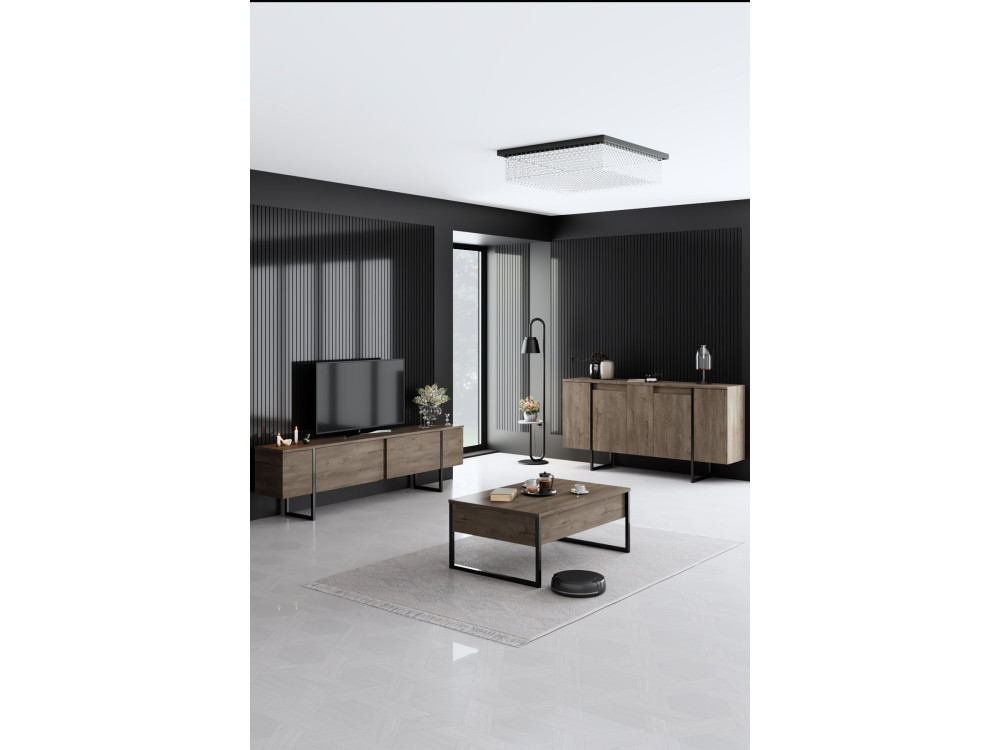 Buffet en bois "Luxe" - 160 x 35 x 80 cm - Noyer Noir